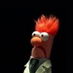 Beaker from the Muppets looking very apprehensive and Beaker-like