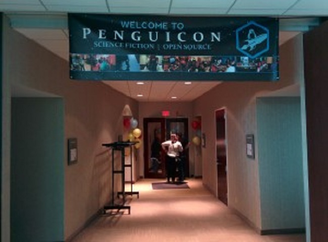 Hallway with Penguicon Banner